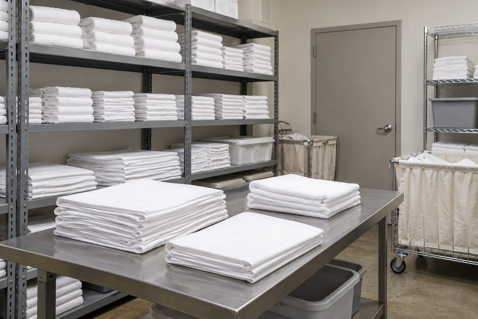Bulk linen on shelves