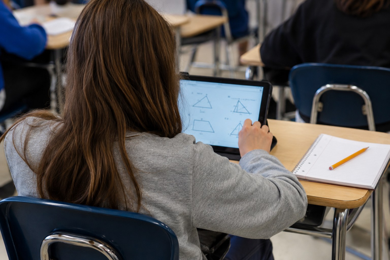 Student using a tablet