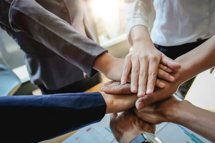 Hands together in unity